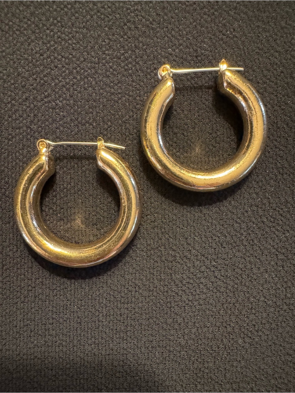Chunky Gold Tone Hoops - 1”